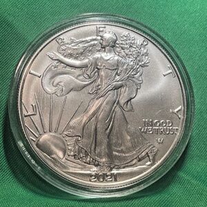 2021 W 1 Oz American Silver Eagle Type 2. Uncirculated in Capsule   204861536412